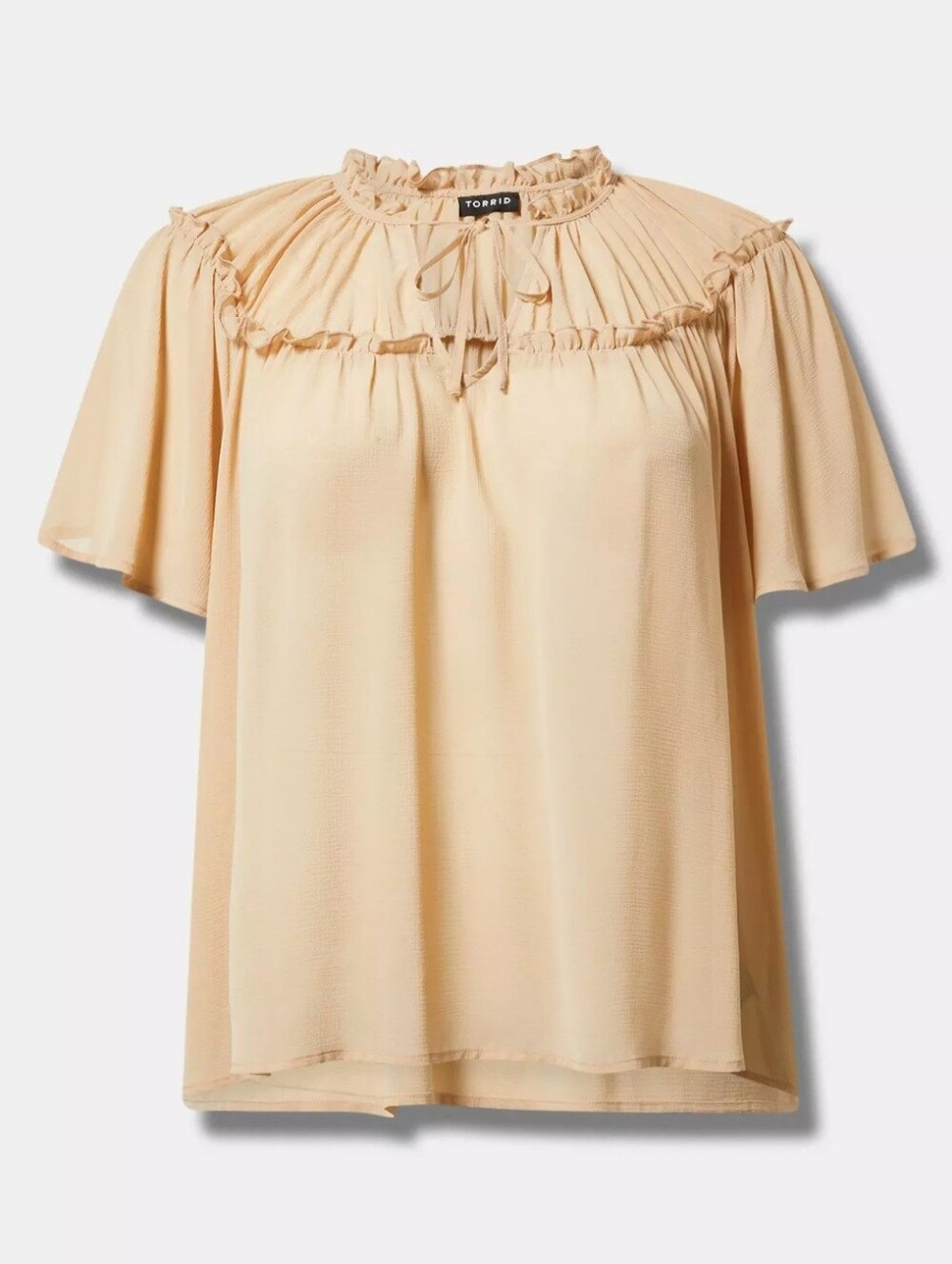 Torrid Chiffon Ruffle Tie Neck Blouse – Size 2 / 2X (18–20); Plus Size Blouse;